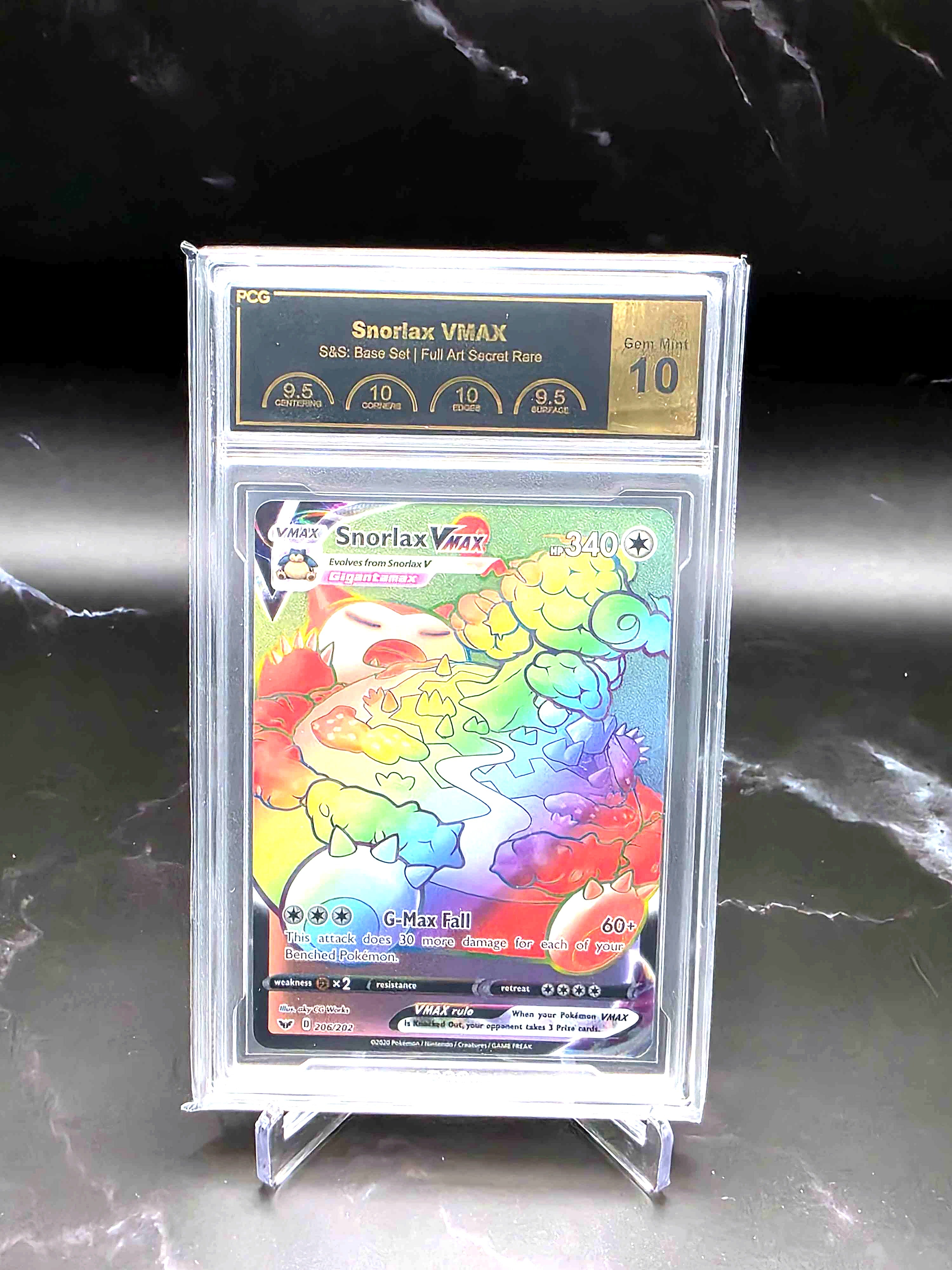 PCG Gem Mint 10 graded Snorlax VMAX rainbow secret rare Pokémon card